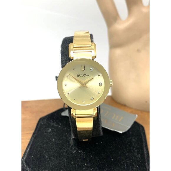 Bulova Women's Watch 97P164 Marc Anthony Quartz Bangle Petite Diamond Gold Dial - Picture 13 of 14